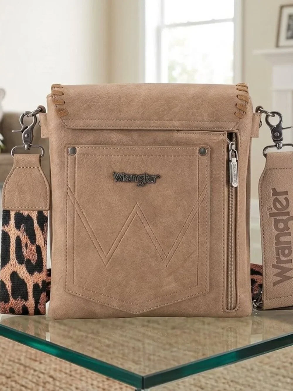 Wrangler Pattern-Pale Khaki Vintage Crossbody Shoulder Bag